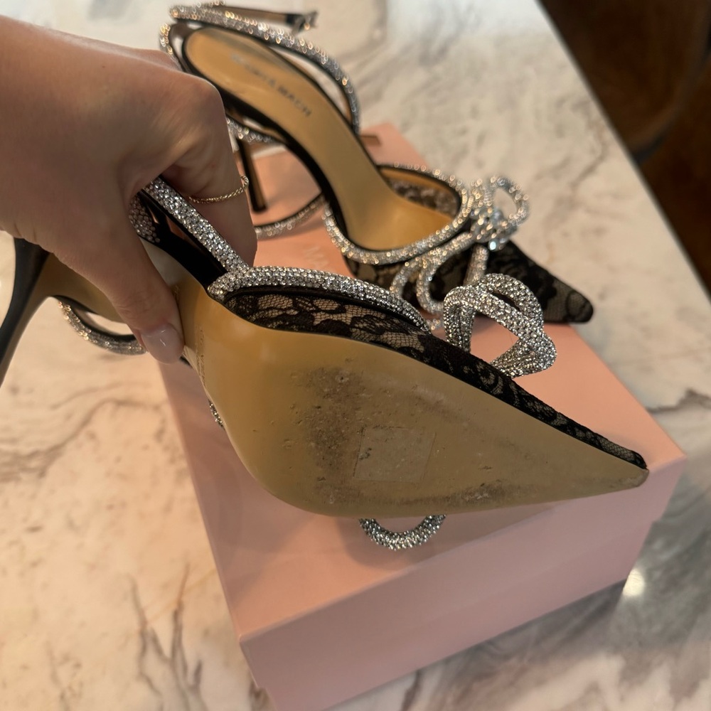 Mach and Mach Black Lace Stiletto Heels - Picture 3 of 4